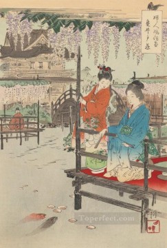 女性の風俗 1895 尾形月光 日本人 Oil Paintings
